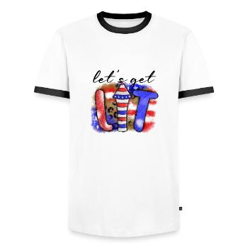 Let's Get Lit - Men's Ringer Shirt - white/black - Front - AI Model Female 172 light (172cm) & AI Model Male 178 dark (178cm)