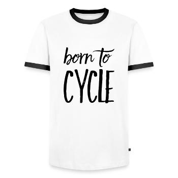 Né pour Cyclisme Cycliste Vélo Cadeau - T-shirt contrasté Homme - blanc/noir - Devant - AI Model Female 172 light (172cm) & AI Model Male 178 dark (178cm)