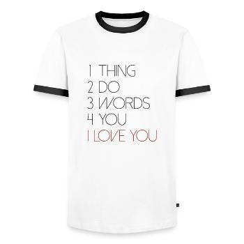 quotes love saying Valentine's Day love font - Men's Ringer Shirt - white/black - Front - AI Model Female 172 light (172cm) & AI Model Male 178 dark (178cm)