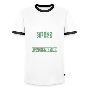 Retraite apéro chasse cadeau homme chasseur humour - T-shirt contrasté Homme - blanc/noir - Devant - AI Model Female 172 light (172cm) & AI Model Male 178 dark (178cm)