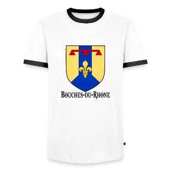 Bouches du Rhone - T-shirt contrasté Homme - blanc/noir - Devant - AI Model Female 172 light (172cm) & AI Model Male 178 dark (178cm)