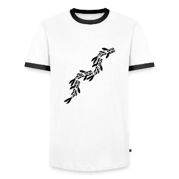 Series Koi Fish Nishikigoi - Men's Ringer Shirt - white/black - Front - AI Model Female 172 light (172cm) & AI Model Male 178 dark (178cm)