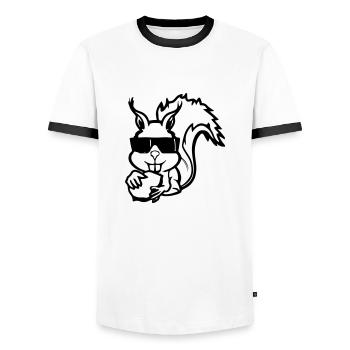 Squirrel with sunglasses and nut Funny - Men's Ringer Shirt - white/black - Front - AI Model Female 172 light (172cm) & AI Model Male 178 dark (178cm)