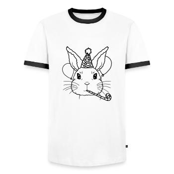 Rabbit Tröte Party Hat Birthday Child - Men's Ringer Shirt - white/black - Front - AI Model Female 172 light (172cm) & AI Model Male 178 dark (178cm)