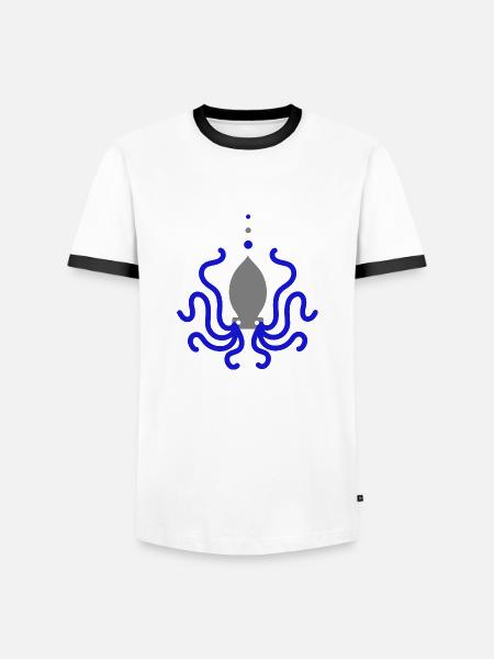 Octopus Octopus Blue Grey Animation - Men's Ringer Shirt - white/black