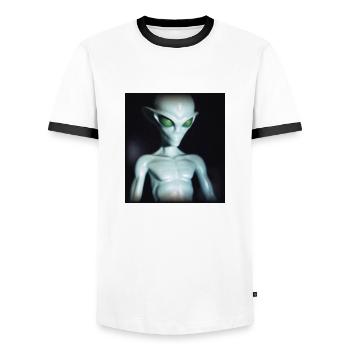 Evil Alien - Men's Ringer Shirt - white/black - Front - AI Model Female 172 light (172cm) & AI Model Male 178 dark (178cm)