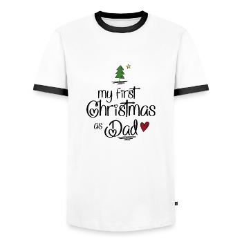 Mon premier Noël en tant que papa - T-shirt contrasté Homme - blanc/noir - Devant - AI Model Female 172 light (172cm) & AI Model Male 178 dark (178cm)