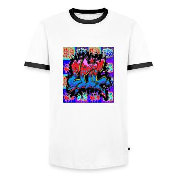 Graffiti Epic pattern 2 - Men's Ringer Shirt - white/black - Front - AI Model Female 172 light (172cm) & AI Model Male 178 dark (178cm)