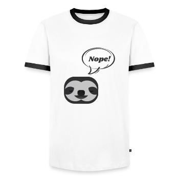 Non! Conception de paresseux amusant pour les opposants - T-shirt contrasté Homme - blanc/noir - Devant - AI Model Female 172 light (172cm) & AI Model Male 178 dark (178cm)