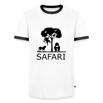 Safari Zoo Animal Safari Zoo - Men's Ringer Shirt - white/black - Front - AI Model Female 172 light (172cm) & AI Model Male 178 dark (178cm)
