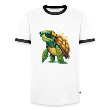 Tortue ancienne - T-shirt contrasté Homme - blanc/noir - Devant - AI Model Female 172 light (172cm) & AI Model Male 178 dark (178cm)