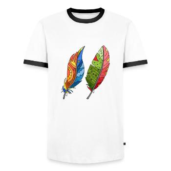 Pen - Men's Ringer Shirt - white/black - Front - AI Model Female 172 light (172cm) & AI Model Male 178 dark (178cm)
