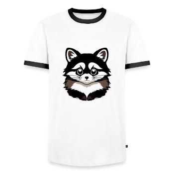 Waschbären süßer Cartoon Waschbär 23 - Männer Kontrast-T-Shirt - Weiß/Schwarz - Vorne - AI Model Female 172 light (172cm) & AI Model Male 178 dark (178cm)