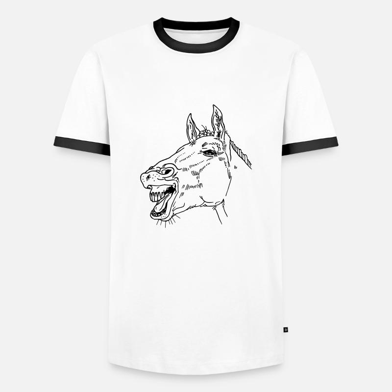 Lachendes Pferd - Männer Kontrast-T-Shirt - Weiß/Schwarz