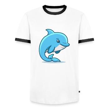Illustration de dauphin mignon - T-shirt contrasté Homme - blanc/noir - Devant - AI Model Female 172 light (172cm) & AI Model Male 178 dark (178cm)