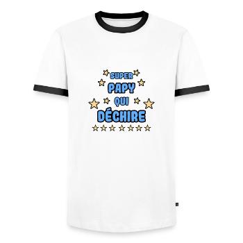 Super papy qui déchire - T-shirt contrasté Homme - blanc/noir - Devant - AI Model Female 172 light (172cm) & AI Model Male 178 dark (178cm)