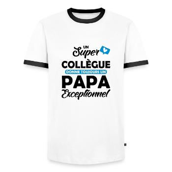 super collègue / papa exceptionnel - T-shirt contrasté Homme - blanc/noir - Devant - AI Model Female 172 light (172cm) & AI Model Male 178 dark (178cm)