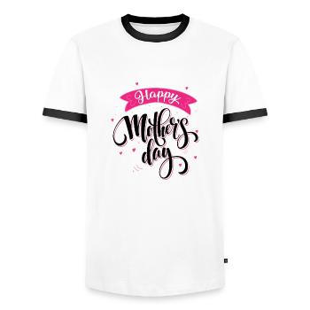Happy Mother's Day - Men's Ringer Shirt - white/black - Front - AI Model Female 172 light (172cm) & AI Model Male 178 dark (178cm)