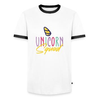 Lustiger Einhorn Spruch I Einhörner - Männer Kontrast-T-Shirt - Weiß/Schwarz - Vorne - AI Model Female 172 light (172cm) & AI Model Male 178 dark (178cm)