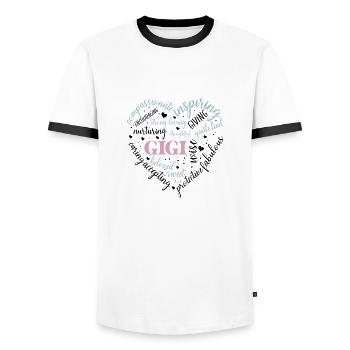 Mother's Day Heart 4 - Men's Ringer Shirt - white/black - Front - AI Model Female 172 light (172cm) & AI Model Male 178 dark (178cm)