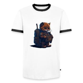 1. Klasse, Schulanfänger, Erstklässler - Männer Kontrast-T-Shirt - Weiß/Schwarz - Vorne - AI Model Female 172 light (172cm) & AI Model Male 178 dark (178cm)