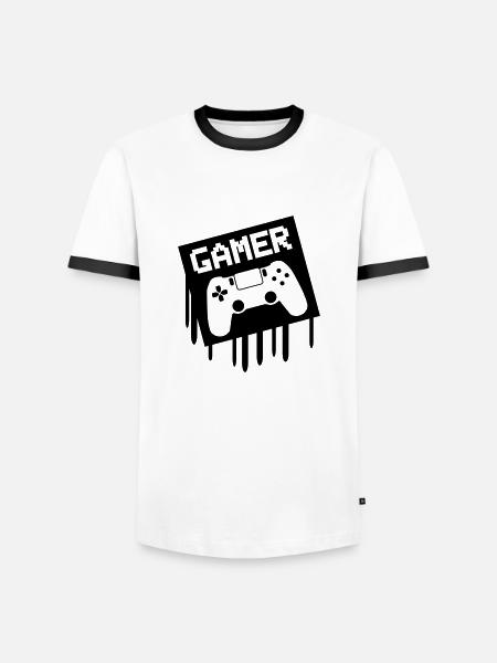 gamer - Men's Ringer Shirt - white/black