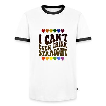 I Can't Even Think Straight - Men's Ringer Shirt - white/black - Front - AI Model Female 172 light (172cm) & AI Model Male 178 dark (178cm)