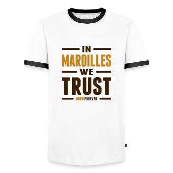 In maroilles we trust - Nord - T-shirt contrasté Homme - blanc/noir - Devant - AI Model Female 172 light (172cm) & AI Model Male 178 dark (178cm)