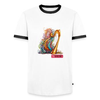 Cute Monster Music - Men's Ringer Shirt - white/black - Front - AI Model Female 172 light (172cm) & AI Model Male 178 dark (178cm)