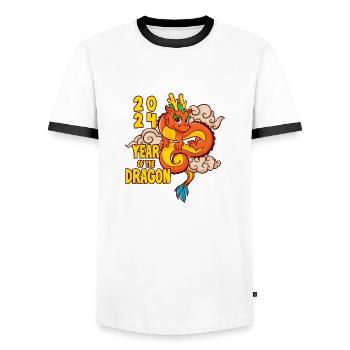 Chinese New Year Dragon China Asian I Gift - Men's Ringer Shirt - white/black - Front - AI Model Female 172 light (172cm) & AI Model Male 178 dark (178cm)