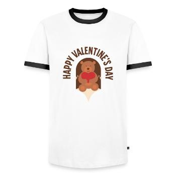 Happy Valentine's Day: Spread the Love! - Men's Ringer Shirt - white/black - Front - AI Model Female 172 light (172cm) & AI Model Male 178 dark (178cm)