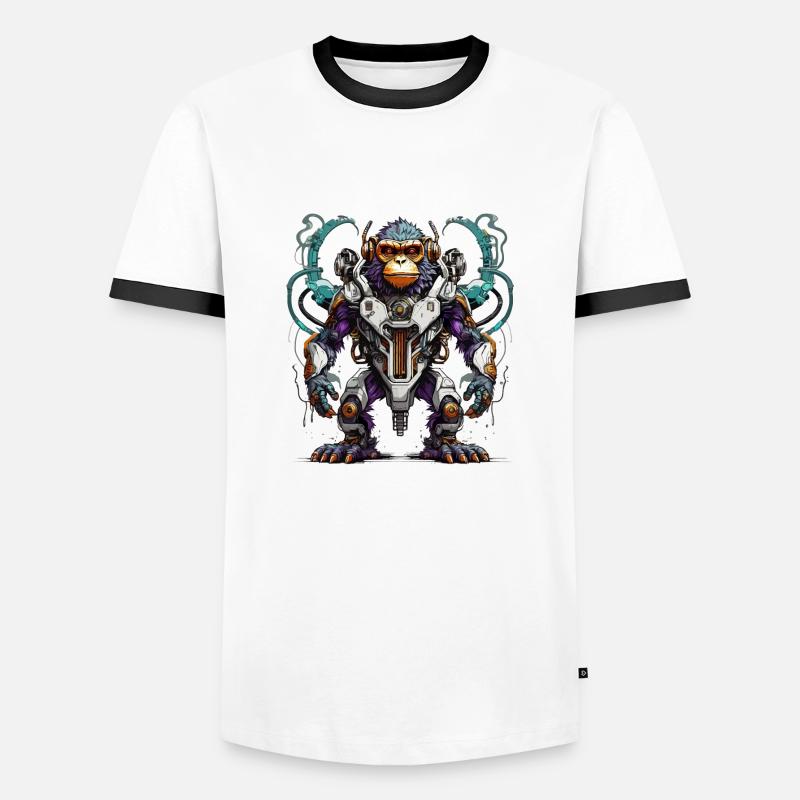 Cyber-Affe - Männer Kontrast-T-Shirt - Weiß/Schwarz