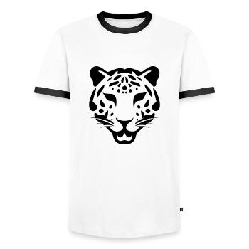 Leopard - Men's Ringer Shirt - white/black - Front - AI Model Female 172 light (172cm) & AI Model Male 178 dark (178cm)