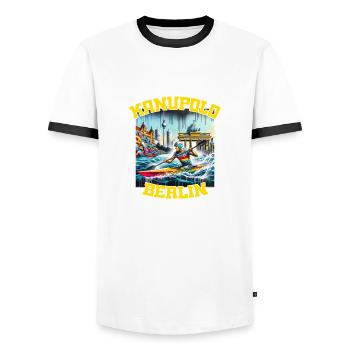 Canoe Polo Berlin Graffiti - Men's Ringer Shirt - white/black - Front - AI Model Female 172 light (172cm) & AI Model Male 178 dark (178cm)