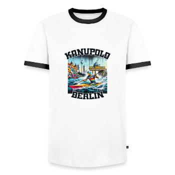 Canoe Polo Berlin Graffiti - Men's Ringer Shirt - white/black - Front - AI Model Female 172 light (172cm) & AI Model Male 178 dark (178cm)