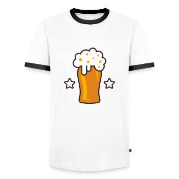 Bier Logo 2 - Männer Kontrast-T-Shirt - Weiß/Schwarz - Vorne - AI Model Female 172 light (172cm) & AI Model Male 178 dark (178cm)