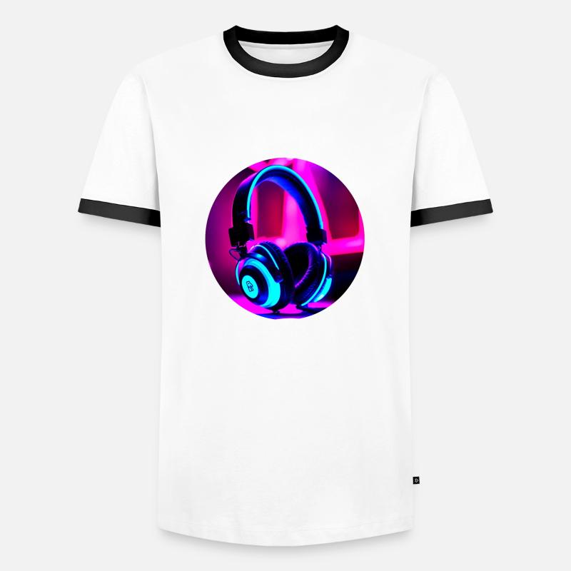Neon-Kopfhörer - Männer Kontrast-T-Shirt - Weiß/Schwarz