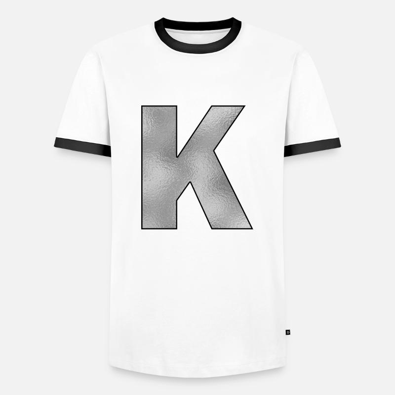Buchstabe K Silber - Männer Kontrast-T-Shirt - Weiß/Schwarz