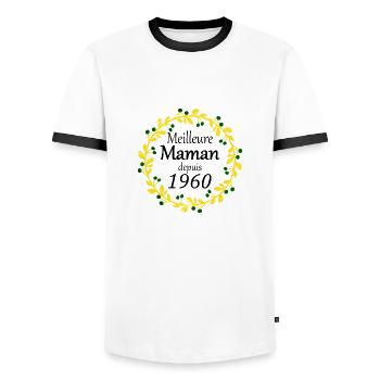 Meilleure Maman depuis 1960 - T-shirt contrasté Homme - blanc/noir - Devant - AI Model Female 172 light (172cm) & AI Model Male 178 dark (178cm)