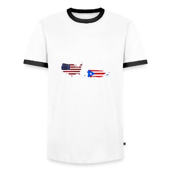 Distanz bedeutet so wenig, wenn jemand viel bedeutet - Männer Kontrast-T-Shirt - Weiß/Schwarz - Vorne - AI Model Female 172 light (172cm) & AI Model Male 178 dark (178cm)