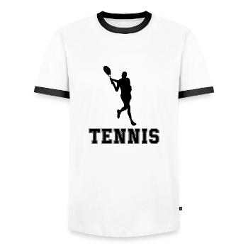 tennis - Männer Kontrast-T-Shirt - Weiß/Schwarz - Vorne - AI Model Female 172 light (172cm) & AI Model Male 178 dark (178cm)