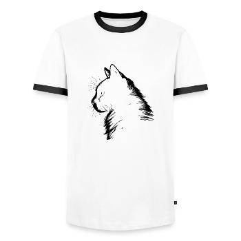 Katze, katzenmotiv - Männer Kontrast-T-Shirt - Weiß/Schwarz - Vorne - AI Model Female 172 light (172cm) & AI Model Male 178 dark (178cm)