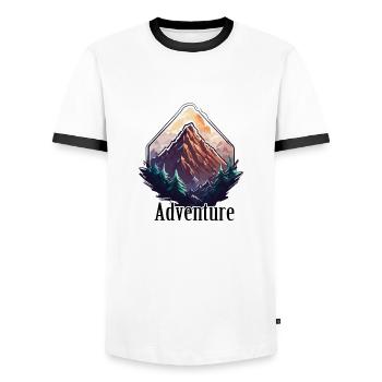 Aventure / Montagne / Pics / Randonnée / Tyrol - T-shirt contrasté Homme - blanc/noir - Devant - AI Model Female 172 light (172cm) & AI Model Male 178 dark (178cm)