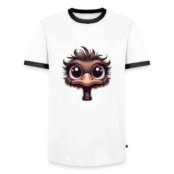 Autruche - T-shirt contrasté Homme - blanc/noir - Devant - AI Model Female 172 light (172cm) & AI Model Male 178 dark (178cm)