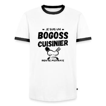 BOGOSS CUISINIER - T-shirt contrasté Homme - blanc/noir - Devant - AI Model Female 172 light (172cm) & AI Model Male 178 dark (178cm)