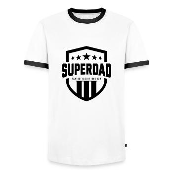 Superdad - Men's Ringer Shirt - white/black - Front - AI Model Female 172 light (172cm) & AI Model Male 178 dark (178cm)
