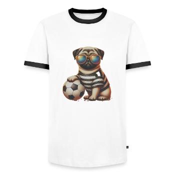 Carlin Chien Joueur De Football Champion De Balle Fan - T-shirt contrasté Homme - blanc/noir - Devant - AI Model Female 172 light (172cm) & AI Model Male 178 dark (178cm)