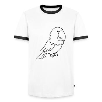 parrot - Men's Ringer Shirt - white/black - Front - AI Model Female 172 light (172cm) & AI Model Male 178 dark (178cm)