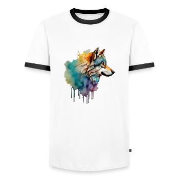 TÊTE DE LOUP - T-shirt contrasté Homme - blanc/noir - Devant - AI Model Female 172 light (172cm) & AI Model Male 178 dark (178cm)