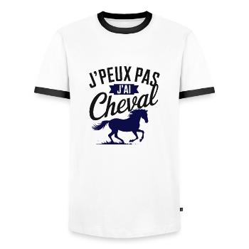 Passion Cheval Bleu - Männer Kontrast-T-Shirt - Weiß/Schwarz - Vorne - AI Model Female 172 light (172cm) & AI Model Male 178 dark (178cm)
